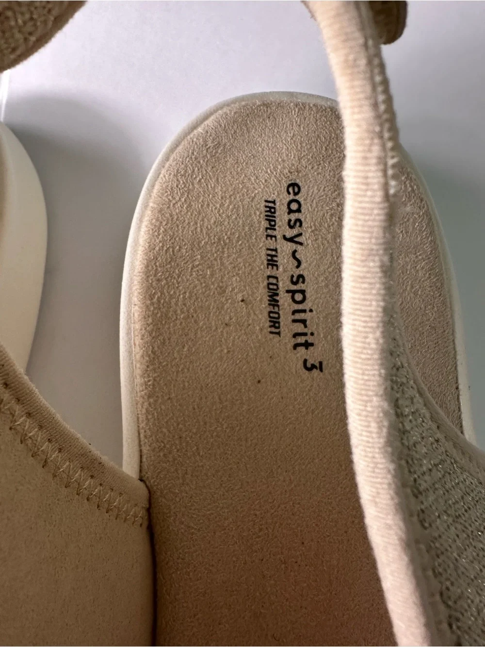 Easy Spirit Beige Knit Slingback Flats